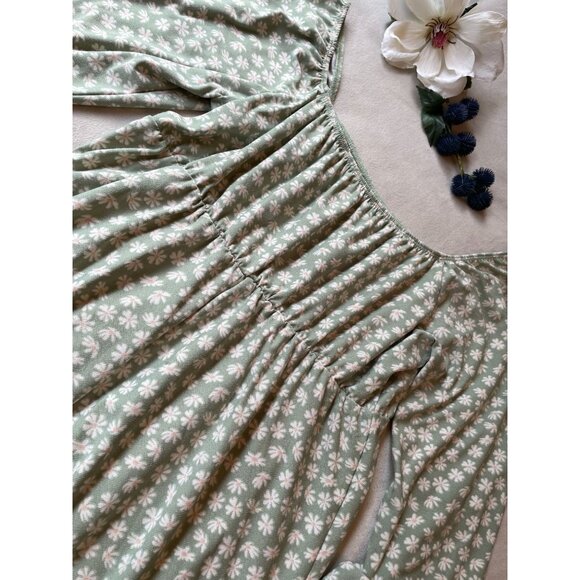 Floral Off-Shoulder Peasant Dress With Bell Sleeves - Size M Cottagecore Fairy - Picture 7 of 7